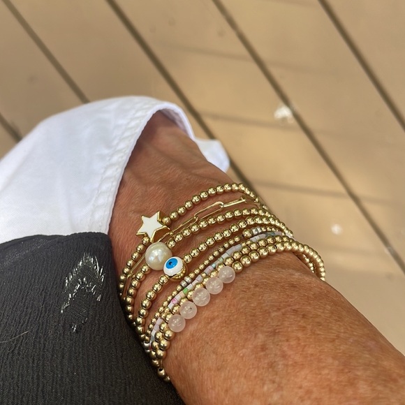 Handmade 14k gold filled bead stretch paw print bracelet benefits cat rescue - Picture 4 of 8